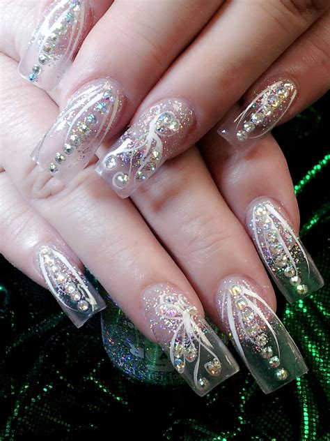 clear glitter nail designs|crystal clear nails picture's.